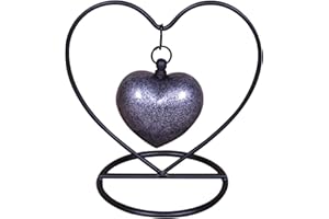 UrnsWithLove Cremation keepsake urn for ashes Heart in my heart Exclusive Protected Design With Box & Stand (Grey Pattern)