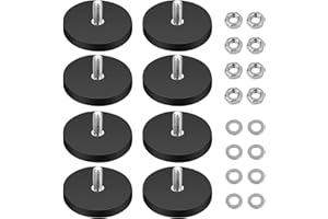 Crazyfly 8 Neodym Magnete Gummiert Ø 43mm Mit M6 Außengewinde, Starke Magnete mit Gummi-Mantel Anti-Rutsch Beschichtung, für Schrauben Haken Ösen,