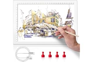 GIANTARM Tavoletta Luminosa A4 per Disegno Ricaricabile, LED Tavoletta Ultra Sottile per Disegno, Alimentato da Batteria Al Litio per Disegno, Schizzi, Copia, Animazione, Stencil, Gli Artisti (Bianco)