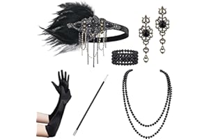 BABEYOND Zestaw akcesoriów damskich w stylu lat 20. XX wieku, kostium Gatsby, zestaw akcesoriów łącznie z opaską na czoło,