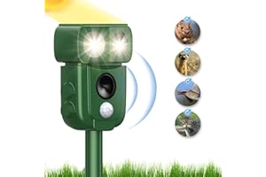 NITOER Solar Powered Animal Scarer, Ultrasonic Fox Repellent, Waterproof Cat Repellent for Garden, Motion Sensor Led Flashing Light Repellent for Cats, Dogs, Rats, Foxes, Snake etc