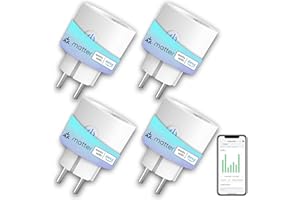 ANTELA Enchufe Inteligente Matter 16A 3680W Compatibles con(Apple Home, Alexa, Google Home y SmartThings), Monitor de Energía, Horarios y Temporizadores,APP Smart Life/Tuya,Wifi 2.4GHz,4PCs