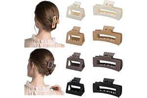 YIBINGKEA 8 PCS pinces à cheveux à griffes moyennes pour femmes, pinces à griffes pour cheveux fins/mi - épais rectangulaires mates de 2 Po, pinces à mâchoires