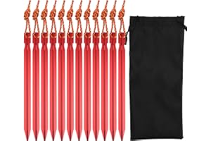 HJJMN 12Pzs Estacas de Camping Triangulares Ligeras, 18cm Estacas de Tienda de Campaña de Aleación de Aluminio en Forma de Y, Estacas de Metal con Cuerda Reflectante Bolsa de Cordón para Exterior Senderismo