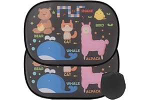 Eilisa Children's Car Window Shades - Set of 2, 46 x 30 cm Sun Visor for Cars Baby, Car Sun Shades with Adorable Animal Motifs