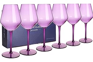 HAHASHOW Bicchieri da vino colorati, Bicchiere da Vino Bianco, Tritan-Plastica Divino Calici vino rosso 440ml per campeggio festa, Adatto alla Lavastoviglie, Set di 6, Viola