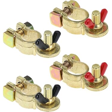 Lot De 2 Paires De Connecteurs De Batterie En Cuivre Pur + 8 Bornes à Anneau - Pour Voiture, Camion, Bateau 12V/24V