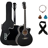 BLUEBERRY B-40, Truss Rod Acoustic Guitar Kit with Bag, Strap, One Pack Strings and Picks (Black): 
