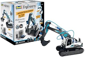 Revell Adventskalender Engineers I Hydraulischer Bagger I Adventkalender zum Selbermachen I Adventskalender für Jungen, Mädchen Kinder und Erwachsene ab 8 Jahren I Bagger in 24 Tagen zusammenbauen