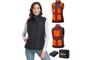 Topdot Chaleco Calefactable Mujer, Chaleco Térmico con Batería de 7.4V 16000mAh, 8 Zonas de Calentamiento, Chaleco Calefactable Eléctrico Ligero con 3 Temperaturas para Ciclismo, Trabajo al Aire Libre