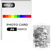 100 Sheets of A4 White Cardstock, Glossy Photo Paper, 250 g/m&sup2; | DIN A4-21 x 29.7 cm, Adhesive Photo Paper for Crafts, Scrapb