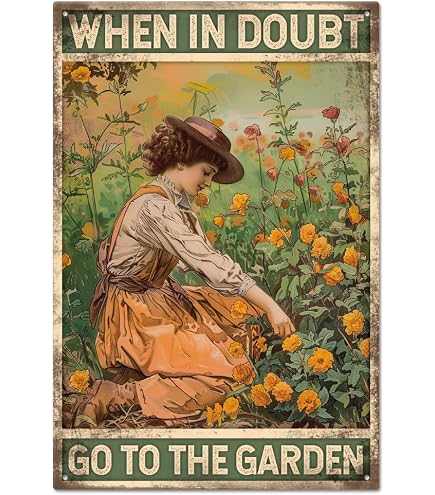Metallschild Mit Spruch ‚And Into The Garden I Go‘ – 20,3x30,5 Cm, Aluminium, Wasserfest