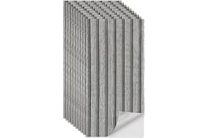 Swehooirt Holz Optik Paneele, 3D Akustikpaneele Selbstklebend, Holz Wandpaneele in Holzoptik, Panels für Wohnzimmer, Küche, Wand Deko, Wandverkleidung und Schallschutz - Eiche grau, 20er Set