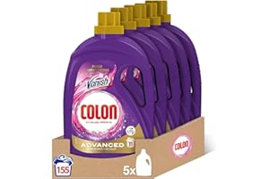 Colon Vanish Advanced - Detergente para lavadora con quitamanchas, adecuado para Ropa Blanca y de Color, Pack de 5, 1.55 l Paquete de 5 , 155 Dosis, El embalaje puede variar