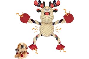CHAWONER Weihnachten Hundespielzeug für Kleine, Mittelgroße und Große Hunde, Interaktives Quietschendes Hundespielzeug Weihnachten, Robustes Hundespielzeug Hirsch mit Flexiblen Seilbeinen