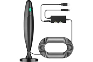 YOWREPU 2025 Antenna TV Interna Amplificata Potente - Antenna TV Portatile da Interno con Base Magnetica, Antenne Portatile per Smart TVs Supporto DVB-T2/4K/1080P, Include Cavo Coassiale da 5m