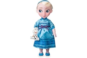 Disney Store Poupée Elsa, Collection Animator, La Reine des Neiges, 39 cm / 15" avec chevelure réaliste, Tenue et Chaussures, Peluche Olaf en Satin, poupée pour Les Enfants de 3 Ans et Plus.
