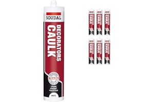 Pack of 6, Soudal Decorator Caulk Gap & Crack Filler Acrylic Silcone Adhesive Sealant