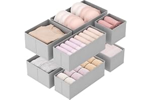Lifewit 8 er Set Schubladen Organizer, Schrank Kleiderschrank Organizer Wickeltisch Schubladen Ordnungssystem für Garderobe Schlafzimmer für Kleidung, Kinderkleidung, Socken, Unterwäsche, Grau