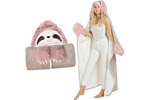 MSISILY Faultier Decke mit Ärmeln Und Kapuze, Faultier Geschenk für Frauen, Personalisierte Decke Flanell Tragbare Decke Kuscheldecke Flauschig