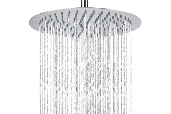 30 cm takduschhuvud, Markcco 304 rostfritt stål högtrycksrunt duschhuvud, vägg- eller takmonterat (30 cm, krom)