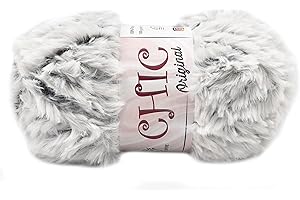 FILATI ITALIANI Lana pelliccia Chic, 100g in diverse colorazion, 100% pelliccia ecologica sintetica (bianco striato - 17)
