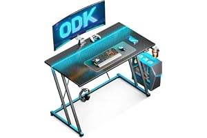 ODK Gaming Skrivbord med LED-belysning, 100x50cm, Svart Kolfiber