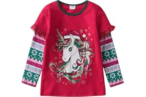 VIKITA Camiseta para Niña Bonita Camiseta Floral de T-Shirt Animales Lentejuelas para Niños 2-10 años