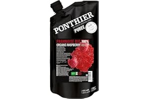 HYMOR Ponthier Purée de fruits de framboise bio 1 kg 1 kg en baies de Willamette 100 % non traitées pour bols de framboise, smoothies de framboise, glace, dessert, porridge, cupcakes framboises