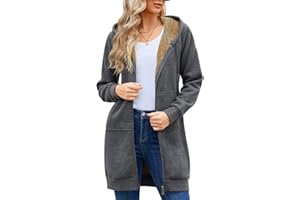 Svanco Damska długa bluza z kapturem, ciepły polarowy płaszcz z podszewką, zamek błyskawiczny, bluza z kapturem, jednokolorowa bluza z kapturem, na co dzień, długie rękawy, bluzy z kieszeniami, sweter damski, kurtka