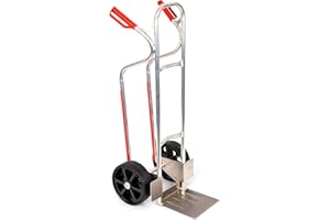 RLW-GERÄTEVERTRIEB RLW Profi Aluminium Sackkarre Stapelkarre Alu200 200 kg - Schaufel 280 x 280 mm - Made in EU - kein Asien-Import !! (Räder nach Ihrer Wahl) (PU-Rad schwarz/PVC-Speichenfelge schwarz/Rollenlager)