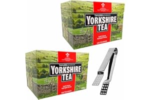 ‎CLEVERRY Yorkshire Schwarzer Tee im Teebeutel – 2 Box mit Yorkshires Tea 160 Btl. 500g, Bundle mit Cleverry Edelstahl Teebeutelzange 1 Stück