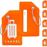 Teskyer 5 Pieces Luggage Identifier &ndash; Silicone, Visible, Durable, Soft, with Steel Rings, Travel Accessories, Orange