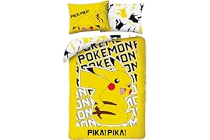 HALANTEX Pokemon Pikachu und Freunde Juego de ropa de cama, funda nórdica de 140 x 200 cm y funda de almohada de 70 x 90 cm, certificado Öko-Tex