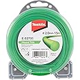 Makita E-02705 Mowing Line Round 2.0 mm x 15 m Round Trim Trimmer Line, Nylon, Green, for Strimmer and Brush Cutters