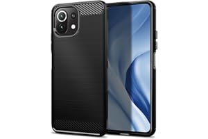 Qiinogow Etui kompatybilne z Xiaomi 11 Lite 4G/5G/5G NE, ultra-cienki futerał z amortyzacją, TPU z włókna węglowego (czarny)