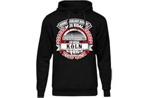 Uglyshirt87 EIN Leben lang Köln Herren Kapuzenpullover | Stadt - Köln Skyline - Fussball - Sport - Köln Pullover - Ultras - Hoodie