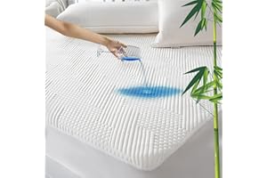 GRT Bamboo Waterproof Mattress Protector King Size - 3D Air Fiber Cooling Mattress Cover, Breathable Ultra Soft, Noiseless Mattress Pad (King - 152 x 200 + 30 cm)