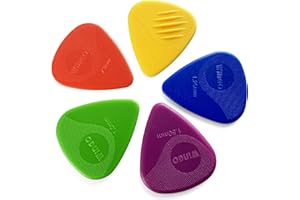 WINGO Lot de 5 médiators avec grip estampé, antidérapants (073, 088, 1,0, 1,25, 1,5 mm) pour guitare électrique acoustique et basse