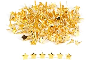 Chyuxinda 100pcs Mini Stern Brads Metall Musterklammern Verschlussklammern Klein Klammern Briefklammern für DIY Scrapbooking Basteln Papier Kunsthandwerk 8 * 10 mm (Gold, 8 * 10 mm)