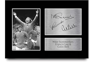 HWC Trading A4 Mike Summerbee, Francis Lee & Colin Bell Manchester City Man City Gifts Printed Signed Autograph Picture for Football Fans and Supporters