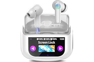 QXUFV Auriculares Traductor en Tiempo Real 164 Idiomas Traductor Instantaneo de Voz, Cancelación de Ruido ANC/ENC, 7 Modos Traducción, Pantalla Táctil LED, 48 Horas, Cascos Traductores (Blanco Nieve)