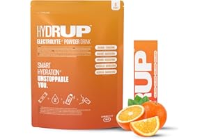 HYDRUP - Electrolitos Sin Azúcar en Polvo 1733 mg - Hidratación y Energía al Instante con Vitaminas B y C - Sabor Naranja - Paquete Resellable con 6 Sobres de 14 Gramos - Sin Gluten ni Lactosa