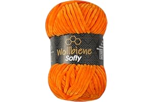 ‎WOLLBIENE Wollbiene Softy 100 Gramm chenille wolle zum häkeln Strickwolle, Babywolle, Chenille Wolle Super Bulky crochet yarn (orange 33)