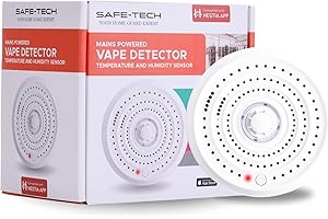 SAFE TECH SAFE-TECH Wireless Smart Vape Detector, 3pin Plug Mains USB Powered With CO2 and Temperature Humidity, Vape Detector for School, Toilet