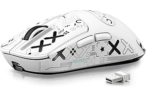 ATTACK SHARK X3 49g Superlight Maus mit Klebeband, PixArt PAW3395 Gaming-Sensor, BT/2,4G Kabellose/Kabelgebundene Gaming-Maus, 6 DPI 26000, 200 Stunden Akku, Büromäuse für Win11/Xbox/PS/Mac (Weiß)