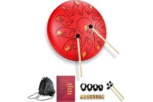 YUENGJGI Handpan Tongue Drum 6 pouces 11 Tons Mini Steel tongue Drum Instrument de musique à percussion Yoga Méditation, Pour Débutants,Adultes,Enfants,Livré Avec le Sac,Des Maillets et Des Médiators -rouge
