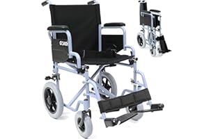 GOVITA - Sedia a rotelle pieghevole da transito leggera - Carrozzina richiudibile per disabili ed anziani, doppio sistema di stazionamento,Cintura di sicurezza,Garanzia Italia 24 mesi