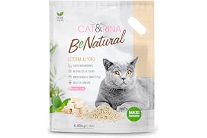 Cat&Rina BeNatural, Arena de Tofu para Gatos, Aglomerante, Vegetal y Ecológica. hasta 30 Días de Uso. Desechable en el Orgánico o el Inodoro |Fragrancia: Clásica, Formato Maxi 10L