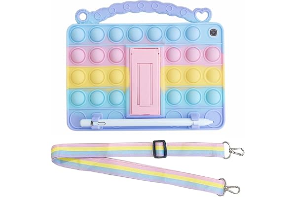 XZC – Étui anti-chocs pour enfants avec jouets sensoriels anti-stress à bulles, avec porte-crayons, dragonne, support, pour Samsung Galaxy Tab A 10,1" (2019) SM-T510/T515